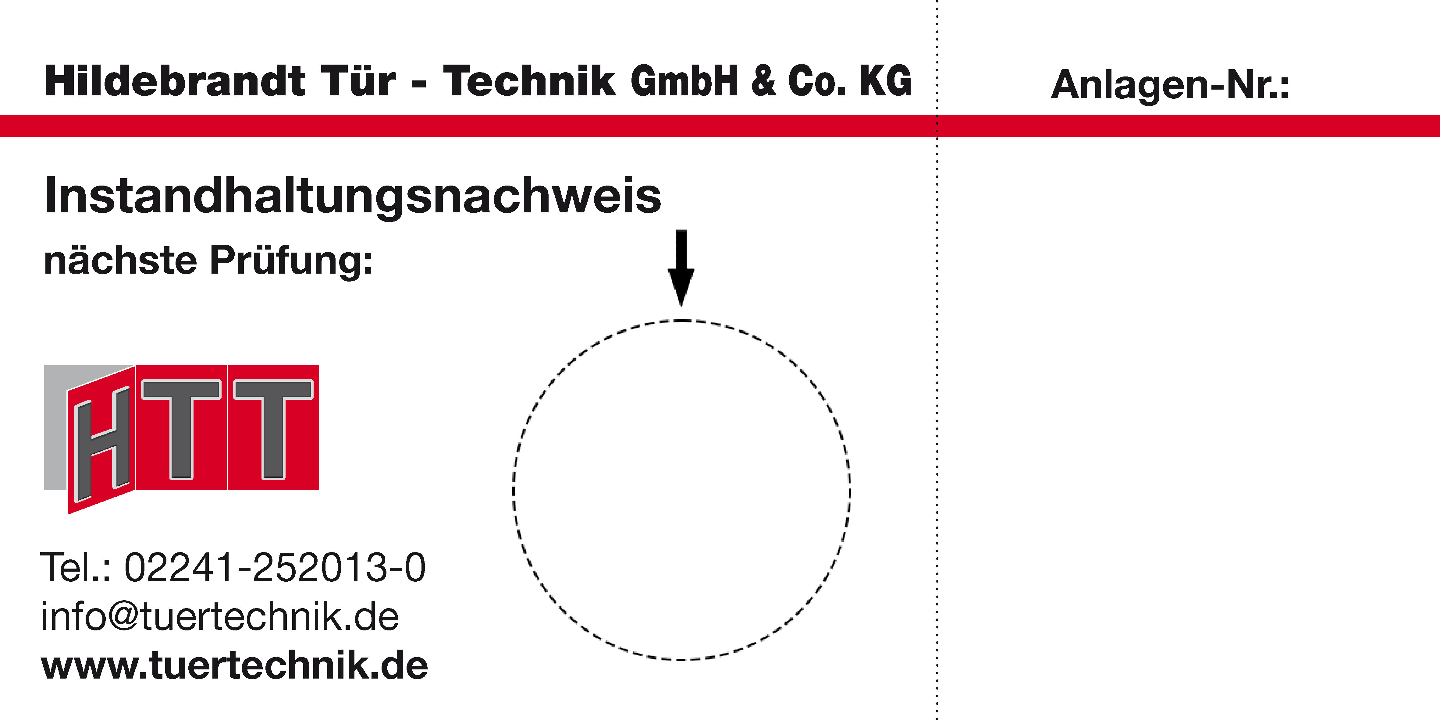 Hildebrandt Tür-Technik Instandhaltungsnachweis Hildebrandt Tür-Technik Instandhaltungsnachweis